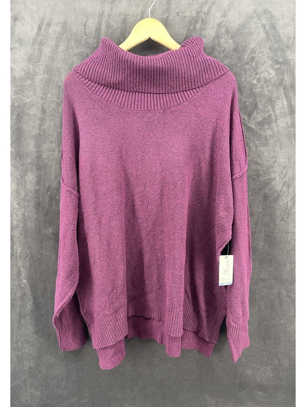 Terra & Sky Women’s 3X Purple Cowl Neck Sweater NWT Plus Size 24W-26W